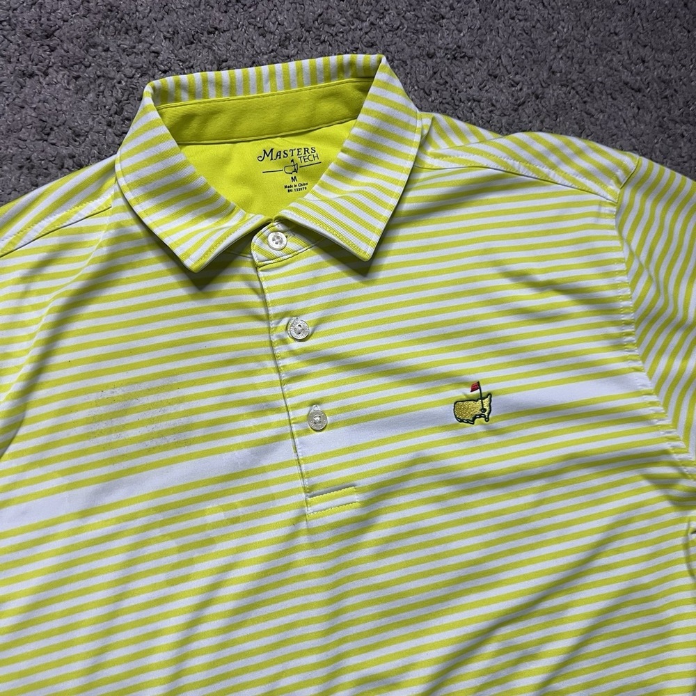 Masters Tech Golf Polo Shirt Yellow Performance Short Sleeve Mens Medium